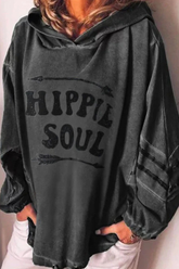 Lässige Basic-Oberteile mit Kapuze und Kragen in Buchstabenform (4 Farben)